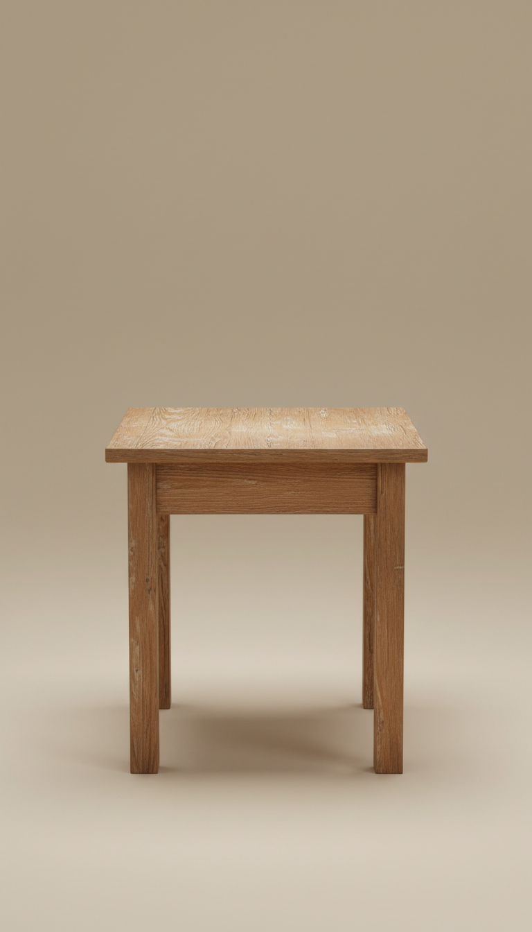 Weathered Pine Side Table with Shelf
