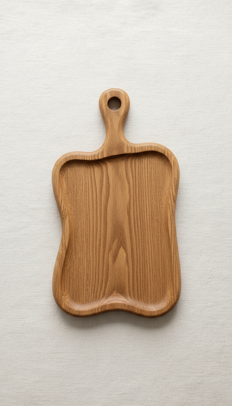 Carved Oak Serving Board With Handle