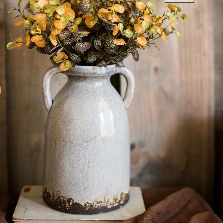 Binglie Glazed Pottery Vase with Handles